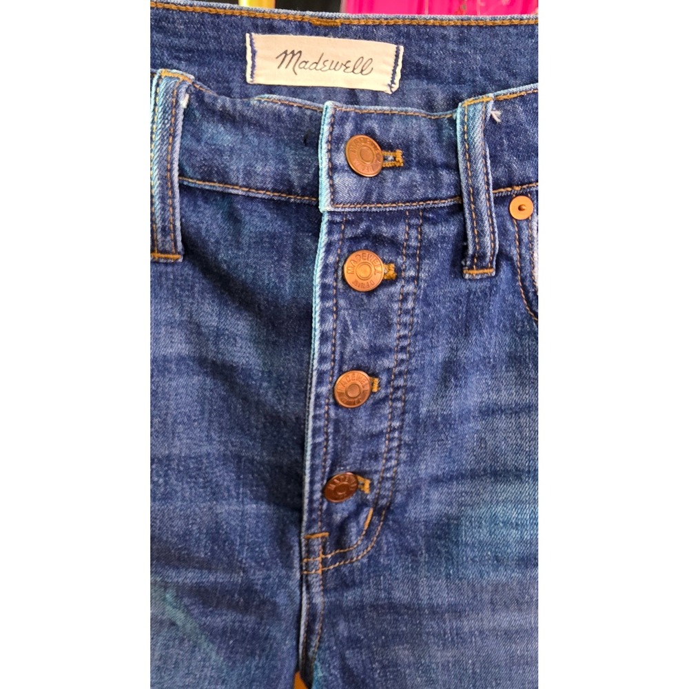 Madewell The Perfect Vintage Jean Button Fly Distressed Blue Denim Size 28 - Picture 3 of 9